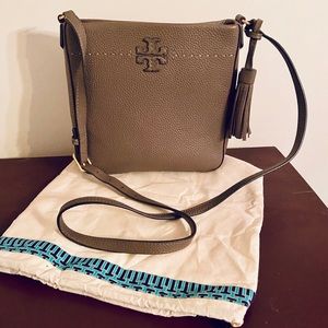 Tory Burch McGraw Leather Crossbody - Silver Maple